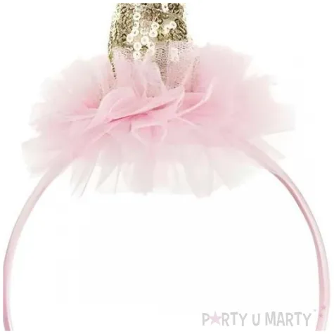 opaska na glowe dodatek do stroju na karnawal jednorozec rog z cekinami