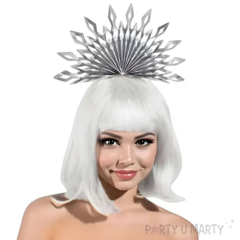 opaska na glowe sniezynka dodatek do stroju na boze narodzenie swieta srebrna