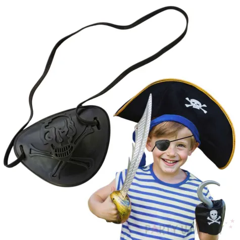 opaska na oko pirat czaszka czarna partytino