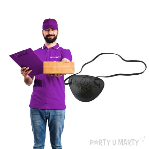 opaska na oko pirat czaszka czarna partytino