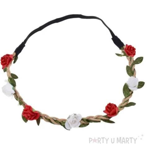 opaska party bialo czerwone kwiatki arpex