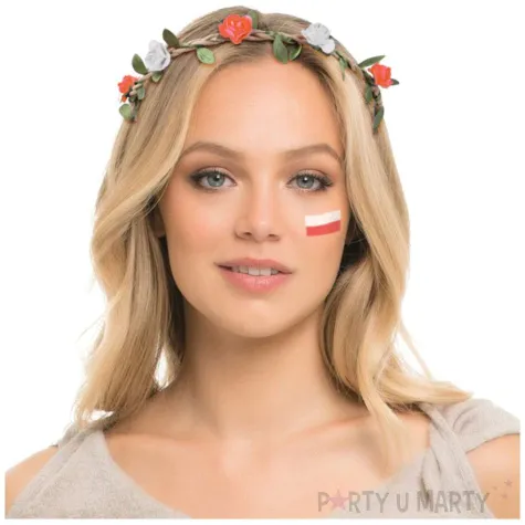 opaska party bialo czerwone kwiatki arpex