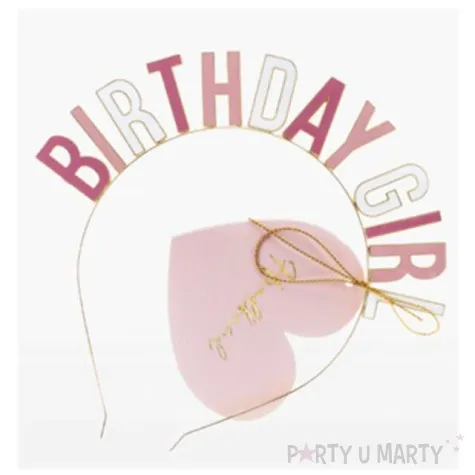 opaska party birthday girl rozowe zloto partydeco