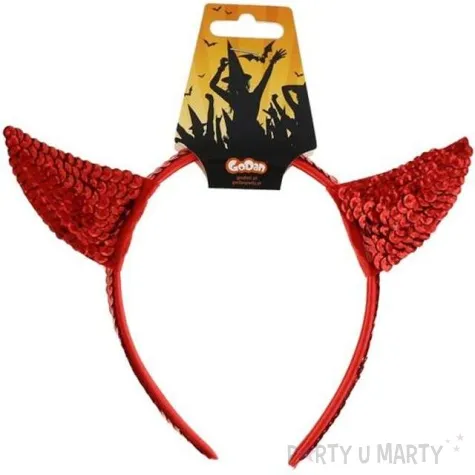 opaska party cekinowe rogi czerwona godan