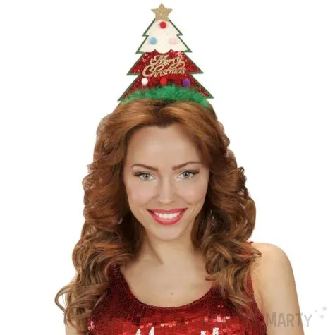 opaska party choinka brokatowa czerwona widmann