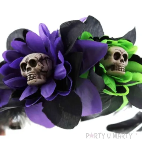 opaska party chryzantemy i czaszki