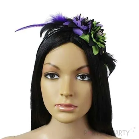 opaska party chryzantemy i czaszki