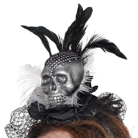 opaska party czaszka z piorami amscan