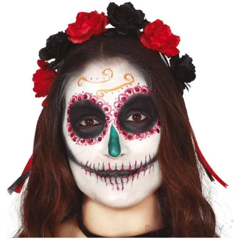 opaska party czerwono czarne kwiaty guirca