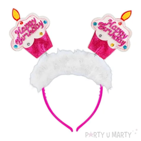 opaska party happy birthday babeczki i marabou rozowy widmann