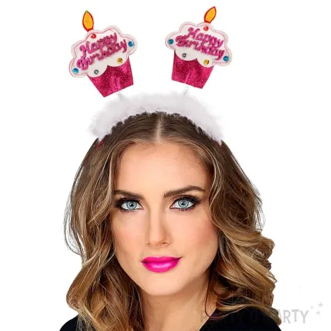 opaska party happy birthday babeczki i marabou rozowy widmann