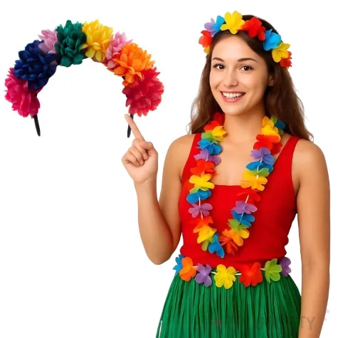 opaska party hawajskie kwiaty kolorowa funny fashion