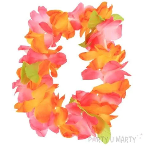 opaska party hawajskie kwiaty pomaranczowo rozowa godan