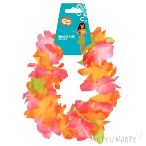 opaska party hawajskie kwiaty pomaranczowo rozowa godan