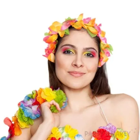 opaska party hawajskie kwiaty pomaranczowy mix godan