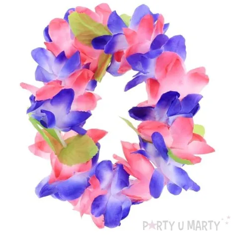 opaska party hawajskie kwiaty rozowo fioletowa godan