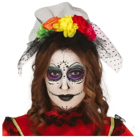 opaska party jaskrawe kwiaty z woalka guirca