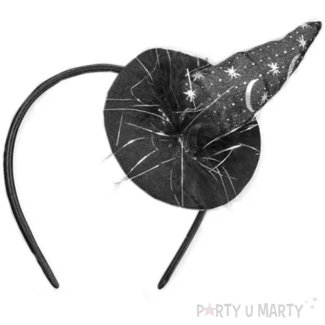 opaska party kapelusik czarownicy czarno srebrny arpex