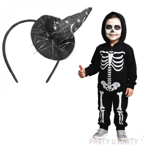 opaska party kapelusik czarownicy czarno srebrny arpex