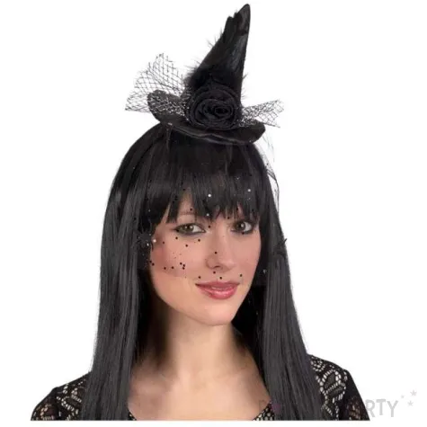 opaska party kapelusik z welonem czarna carnival toys