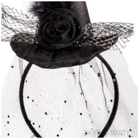 opaska party kapelusik z welonem czarna carnival toys