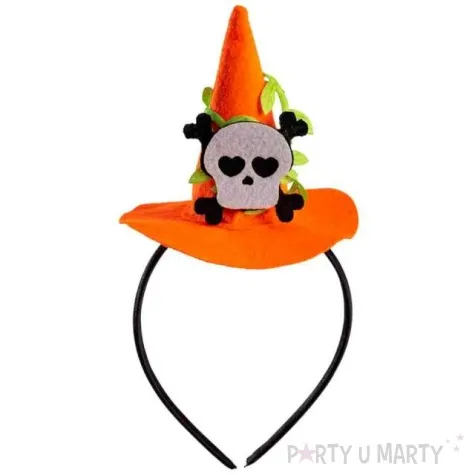 opaska party kapelusz czarownicy halloween z czaszka pomaranczowy carnival toys