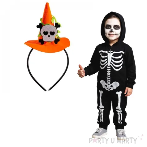 opaska party kapelusz czarownicy halloween z czaszka pomaranczowy carnival toys