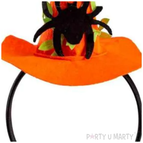 opaska party kapelusz czarownicy halloween z pajakiem pomaranczowy carnival toys