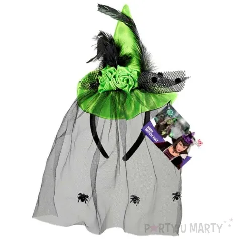 opaska party kapelusz z welonem zielona widmann