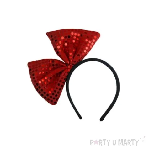 opaska party kokarda cekinowa czerwona