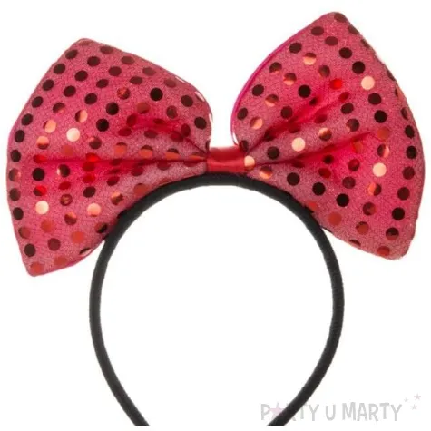 opaska party kokarda cekinowa czerwona