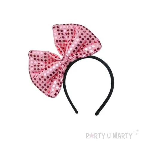 opaska party kokarda cekinowa rozowa