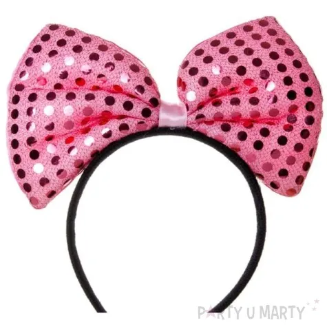 opaska party kokarda cekinowa rozowa jasna