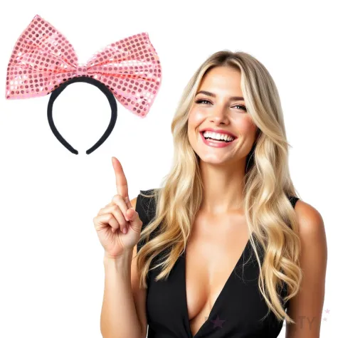 opaska party kokarda gigant z cekinami rozowa arpex