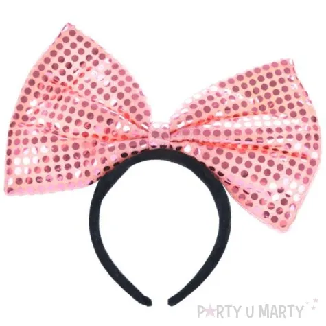 opaska party kokarda gigant z cekinami rozowa arpex