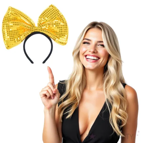 opaska party kokarda gigant z cekinami zolta arpex