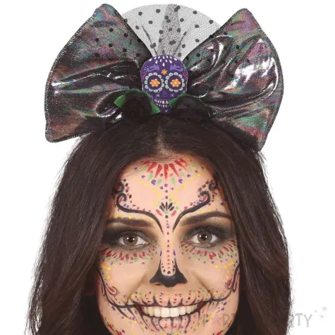 opaska party kokarda meksykanska czaszka szary guirca