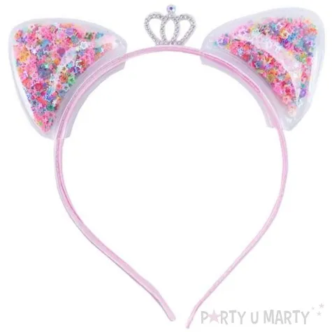 opaska party kot uszy z cekinami rozowy tropic