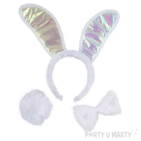 opaska party kroliczek mucha ogon biala funny fashion