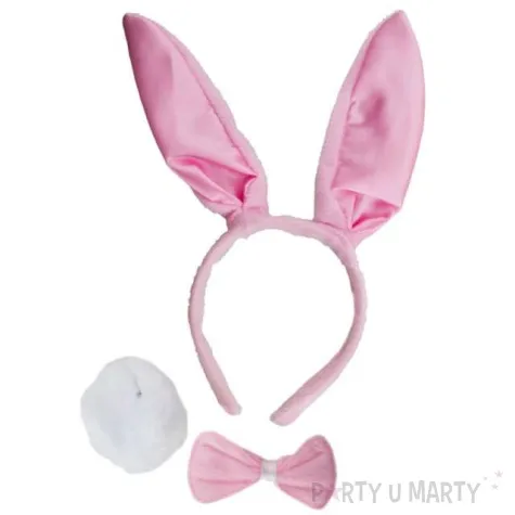 opaska party kroliczek mucha ogon rozowa funny fashion