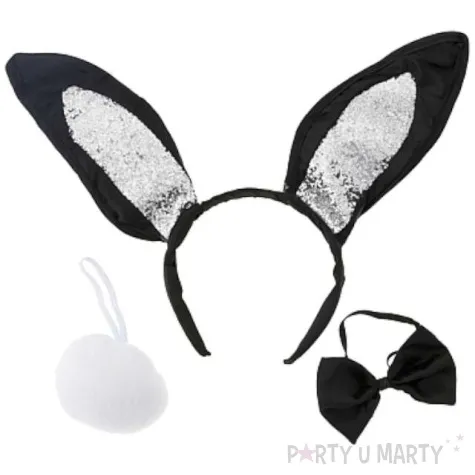 opaska party kroliczek w cekiny mucha ogonek