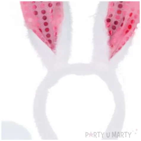 opaska party kroliczek z cekinami mucha ogon biala funny fashion