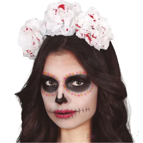 opaska party kwiaty krew bialy guirca