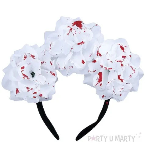 opaska party kwiaty krew bialy guirca