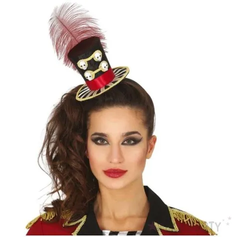 opaska party melonik z piorem i czaszkami guirca