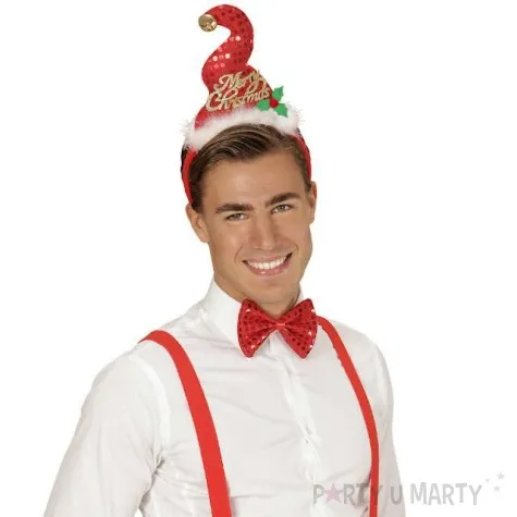 opaska party merry christmas czerwony zestaw opaska mucha widmann