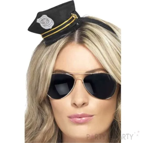 opaska party mini kapelusz policjantki czarny smiffys