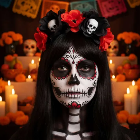 opaska party mroczne roze i czaszki smiffys