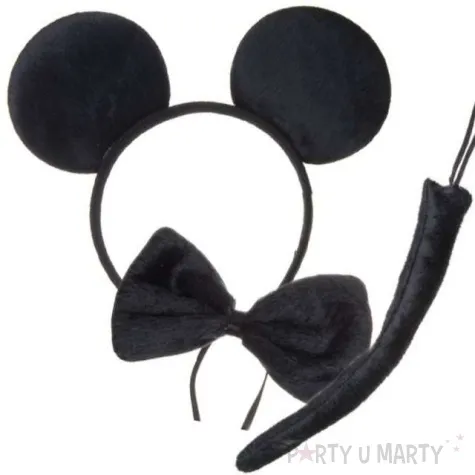 opaska party myszka czarny zestaw uszy mucha ogon