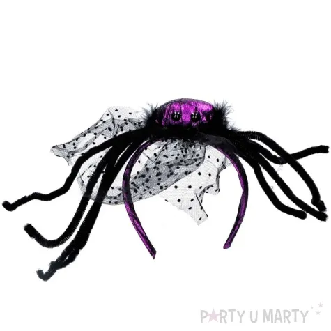 opaska party pajak z welonem czarny fioletowy guirca